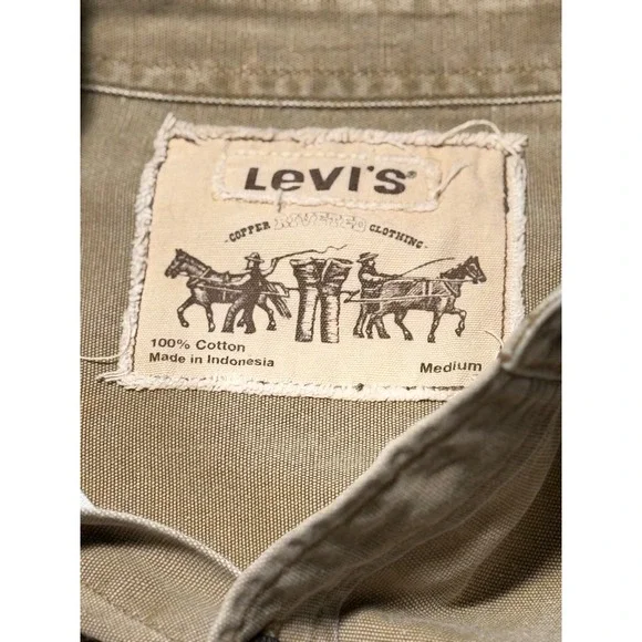 Levi's Copper Clothing Button Down Shirt Jacket Mens Medium Tan Cotton - Picture 8 of 13